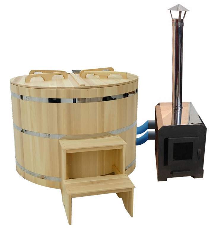 Круглая японская баня «Фурако» с внешней дровяной печью на 3 человек,1200x1300 мм (рис.1)